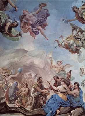 Luca Giordano: Fresken in der Galerie des Palazzo Medici-Riccardi in Florenz, Szene: Die Erschaffung des Menschen
