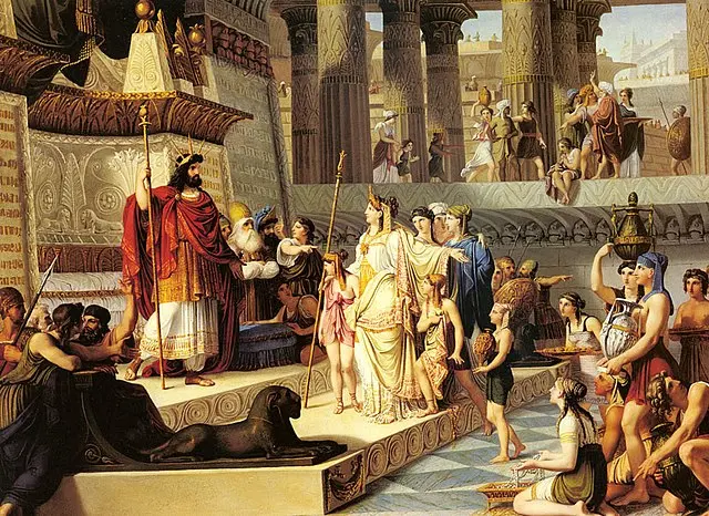 Salomo empfängt die Königin von Saba. Gemälde von Giovanni Demin