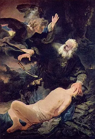 Rembrandt: Der Engel verhindert die Opferung Isaaks, Eremitage