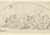 Rembrandt - Entwurf - Der auferstandene Christus erscheint den Jüngern, KdZ 1585